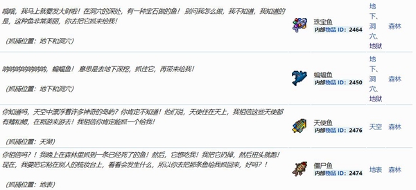 泰拉瑞亚任务鱼大全