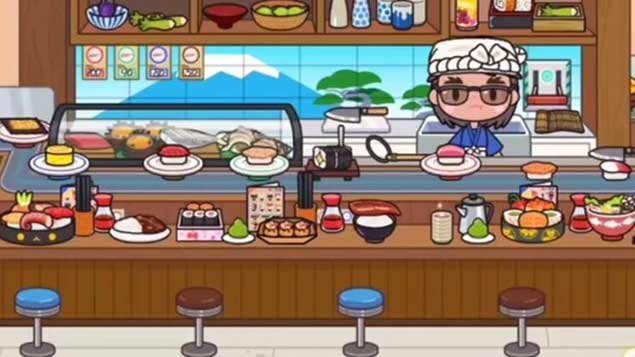 米加小镇世界全新场景寿司店上线啦！ 制作料理打造人气寿司店