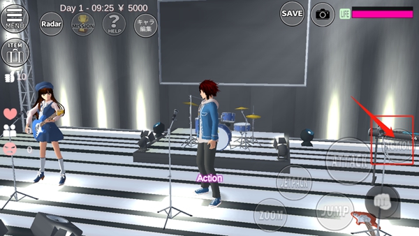 樱花校园模拟器舞台切歌方法