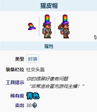 泰拉瑞亚獾皮帽
