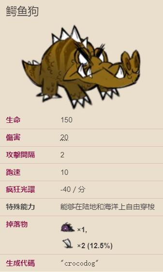 饥荒海难鳄鱼狗