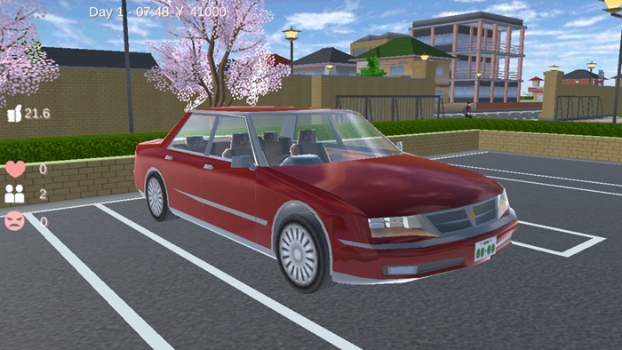 学校的红色轿车