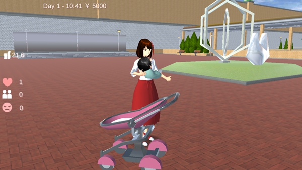 樱花校园模拟器婴儿车怎么坐