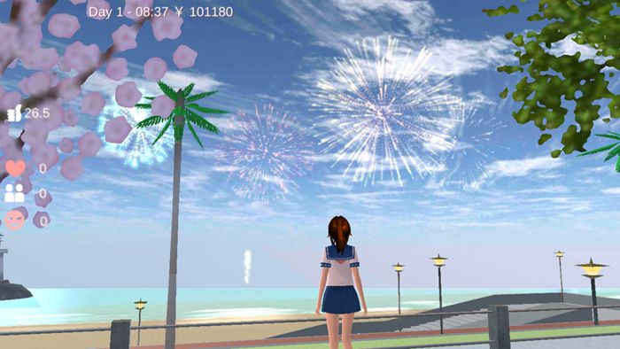 樱花校园模拟器海边烟花