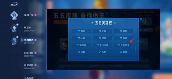 王者荣耀明年五五开黑皮肤票池排名出炉 王者荣耀五五开黑皮肤票池排名